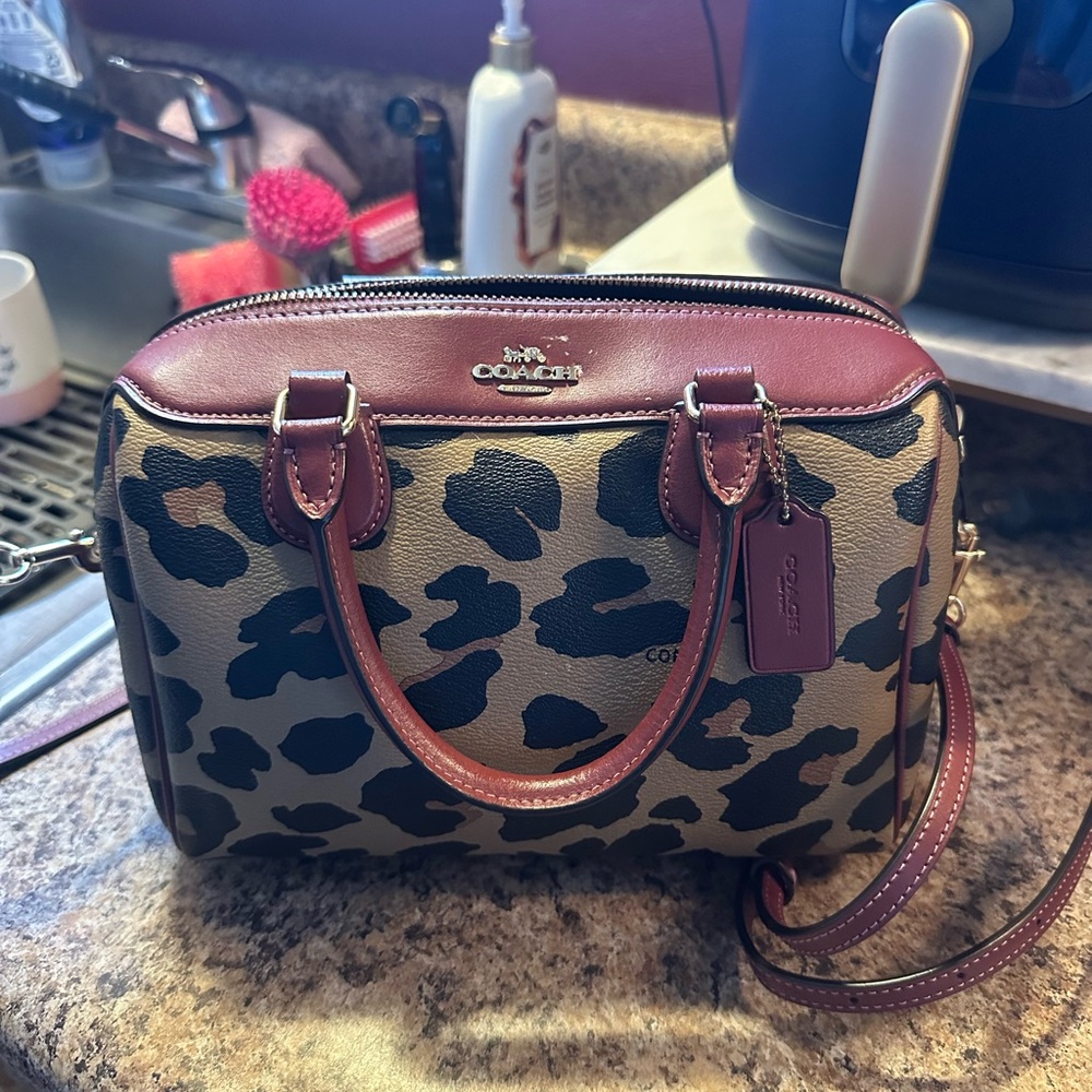 Coach Leopard Print Handbag - Brown and Black